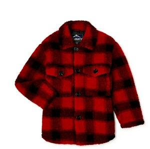 New Plaid Jacket Red Black Buffalo Pattern  Sherpa NWT